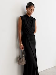Reiss Inara Draped High-Neck Sleeveless Maxi Dress - Image 5 de 7