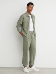 Reiss Sage Green Crescent R-Flex Stretch-Twill Cuffed Joggers - Image 1 of 9