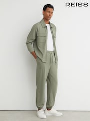 Reiss Sage Green Crescent R-Flex Stretch-Twill Cuffed Joggers - Image 3 of 9