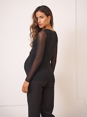 Seraphine Black Maternity Long Sleeve Twist Top - Image 3 of 4
