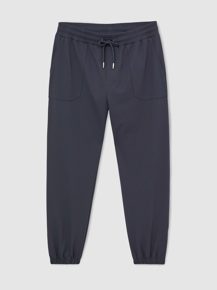 Reiss Airforce Blue Crescent R-Flex Stretch-Twill Cuffed Joggers - Image 2 of 9 Reiss Airforce Blue Crescent R-Flex Stretch-Twill Cuffed Joggers - Image 2 of 9
