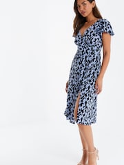 Quiz Blue Animal Print Midi Dress - Image 3 of 6