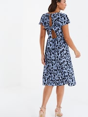 Quiz Blue Animal Print Midi Dress - Image 4 of 6