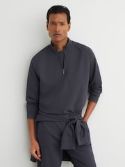 Әскери-әуе күштерінің көк түсі - Reiss Eytan R-Flex Stretch-Twill жартылай сыдырмалы Свитшот - 8суретінің 1 суреті