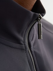Әскери-әуе күштерінің көк түсі - Reiss Eytan R-Flex Stretch-Twill жартылай сыдырмалы Свитшот - 8суретінің 3 суреті