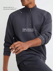 Әскери-әуе күштерінің көк түсі - Reiss Eytan R-Flex Stretch-Twill жартылай сыдырмалы Свитшот - 8суретінің 4 суреті