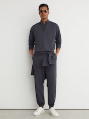 Әскери-әуе күштерінің көк түсі - Reiss Eytan R-Flex Stretch-Twill жартылай сыдырмалы Свитшот - 8суретінің 5 суреті