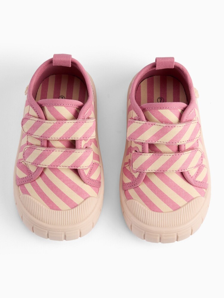 KIDLY by MORI Pink Cotton Canvas Trainers With Easy Adjust Straps - Image 2 of 3