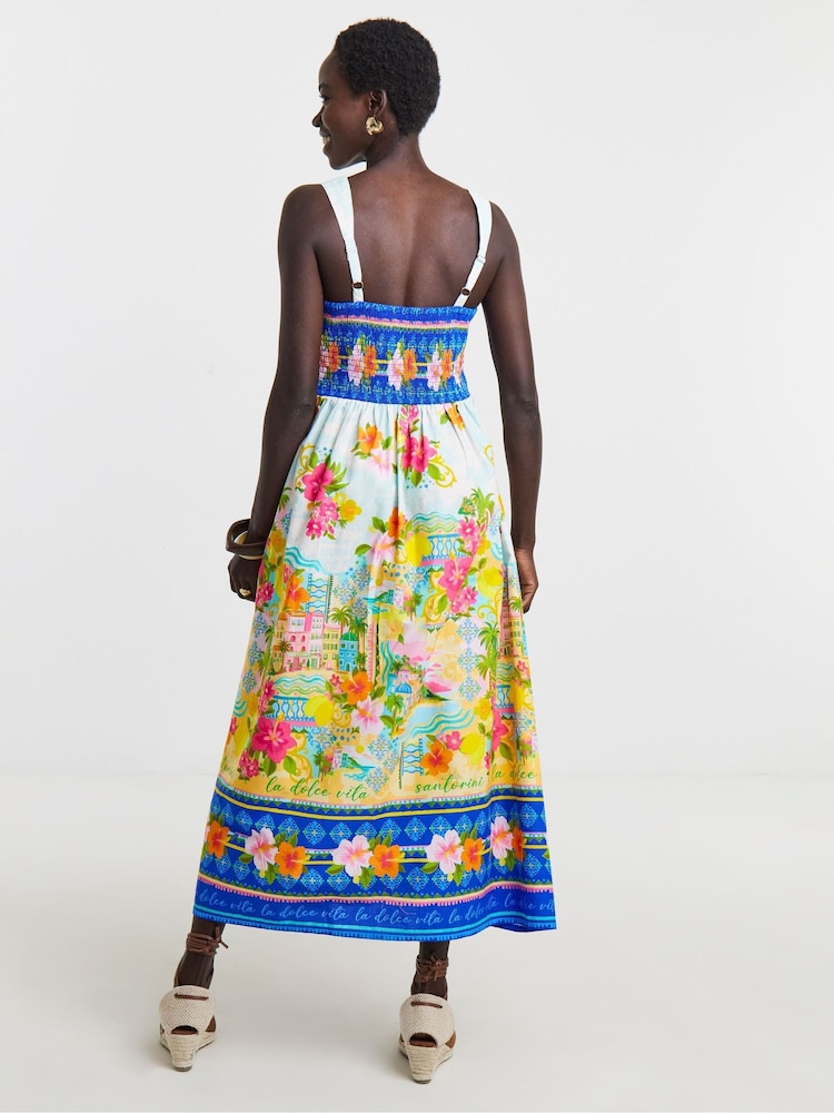 JD Williams White Strappy Border Print Prom Dress - Image 2 of 4 JD Williams White Strappy Border Print Prom Dress - Image 2 of 4