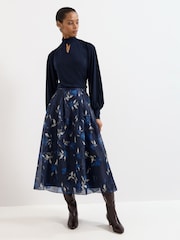 Phase Eight Blue Marella Floral Skirt - Image 6 of 7