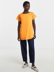 JD Williams Orange Broderie Shoulder Longline Top - Image 1 of 4