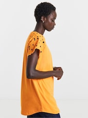 JD Williams Orange Broderie Shoulder Longline Top - Image 3 of 4