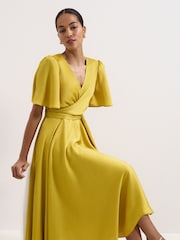 Phase Eight Yellow Petite Abbie Wrap Dress - Image 5 of 7