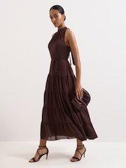 Phase Eight Brown Satin Strappy Sandals - Image 2 of 7
