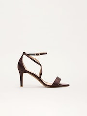 Phase Eight Brown Satin Strappy Sandals - Image 3 of 7