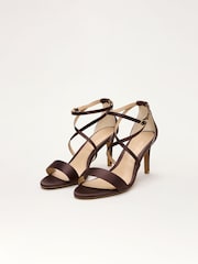 Phase Eight Brown Satin Strappy Sandals - Image 4 of 7