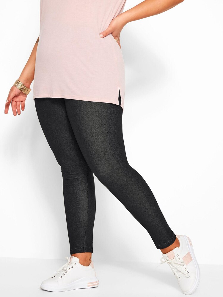 Yours Curve Black Jersey Leggings - Image 1 of 1 Yours Curve Black Jersey Leggings - Image 1 of 1