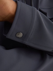 Reiss Airforce Blue Glover R-Flex Stretch-Twill Zip-Through Overshirt - Image 6 of 8
