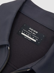 Reiss Airforce Blue Glover R-Flex Stretch-Twill Zip-Through Overshirt - Image 8 of 8