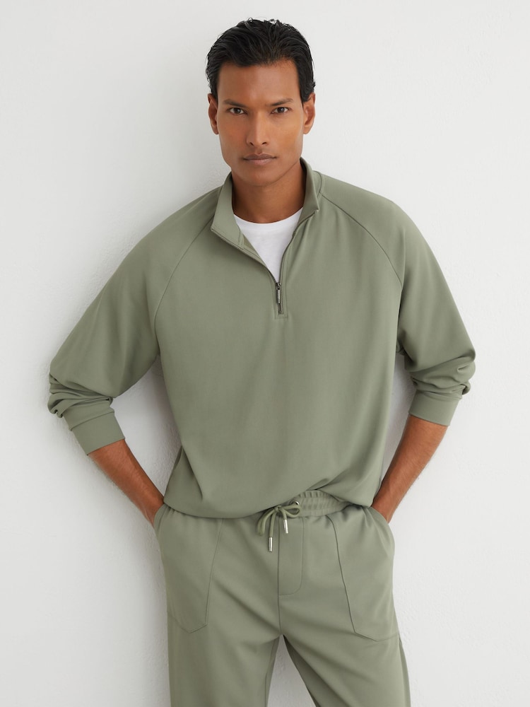 Шалфей Грин - Reiss Eytan R-Flex Stretch-Twill жартылай сыдырмалы Свитшот - 9суретінің 1 суреті