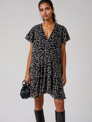 Religion Animal Print Janet Short Mini V-neck Dress With Studs - Image 3 of 7