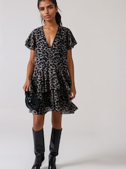 Religion Animal Print Janet Short Mini V-neck Dress With Studs - Image 7 of 7