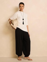 白色 - Mint Velvet Draped Asymmetric Top - 圖片 3/7