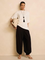 白色 - Mint Velvet Draped Asymmetric Top - 圖片 5/7