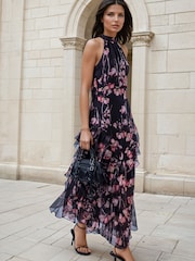 Religion Black Floral Taylor Maxi Dress With Full Ruffle Skirt - Image 1 of 8