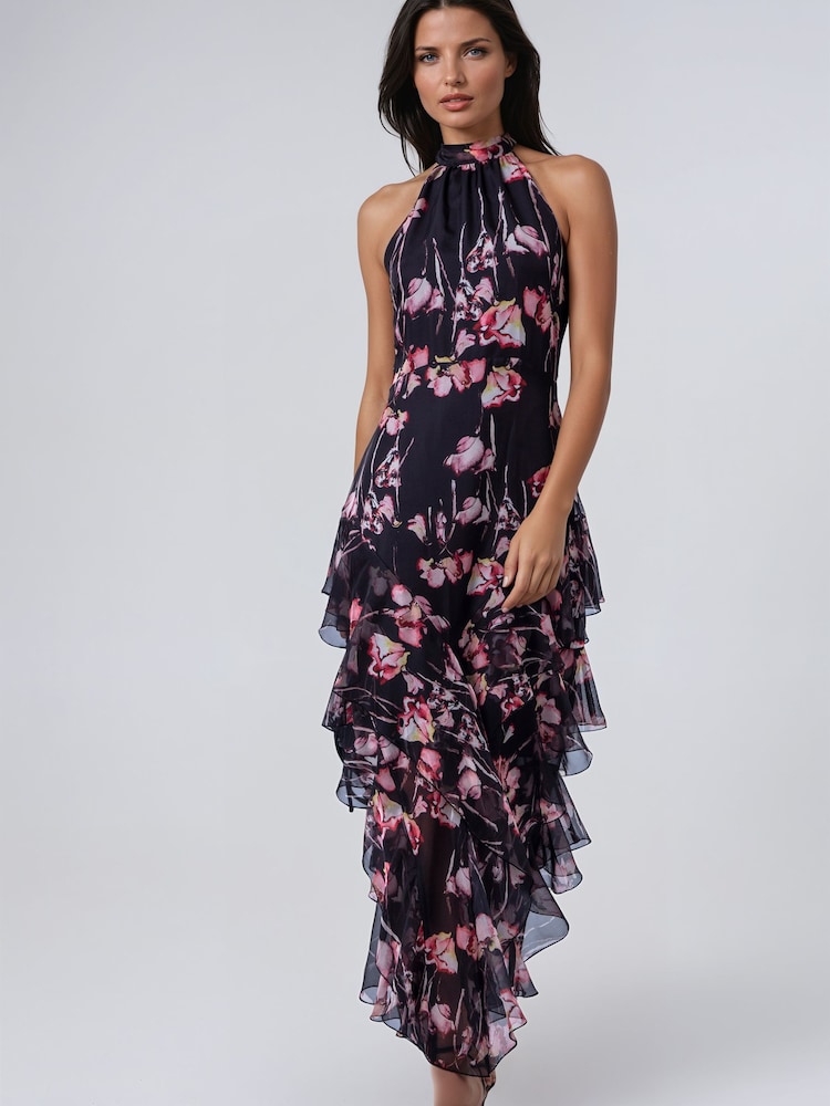 Religion Black Floral Taylor Maxi Dress With Full Ruffle Skirt - Image 2 of 8 Religion Black Floral Taylor Maxi Dress With Full Ruffle Skirt - Image 2 of 8
