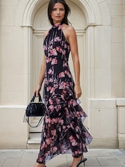 Religion Black Floral Taylor Maxi Dress With Full Ruffle Skirt - Image 3 of 8