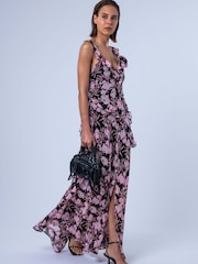 Religion Pink Ruffle Dream Maxi Occasion Dress  With Corsage - Image 5 of 8