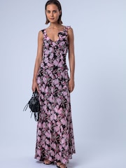 Religion Pink Ruffle Dream Maxi Occasion Dress  With Corsage - Image 6 of 8