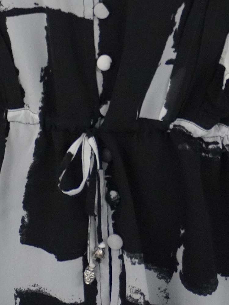 Religion Black Monochrome Stripe Print Evie Ruffle Blouse With Tie Waist - Image 8 of 8 Religion Black Monochrome Stripe Print Evie Ruffle Blouse With Tie Waist - Image 8 of 8