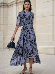 Religion Grey Solstice Tea Desk to Dinner Dress with Crew Neck Print - Image 1 of 8