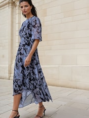 Religion Grey Solstice Tea Desk to Dinner Dress with Crew Neck Print - Image 2 of 8