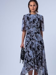 Religion Grey Solstice Tea Desk to Dinner Dress with Crew Neck Print - Image 3 of 8