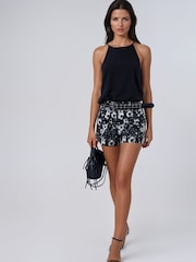 Religion Black Ash dress Shorts In Floral - Image 6 of 8