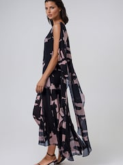 Religion Black Shea Maxi Occason Dress With Cape Styling In Abstract Facade Print - Image 2 of 8