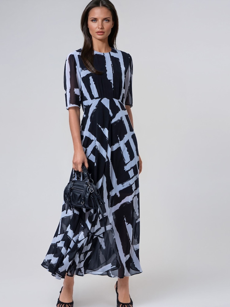 Religion Black Sienna Tea Dress In Abstract Monochrome Selvage With Full Skirt - Image 2 of 8 Religion Black Sienna Tea Dress In Abstract Monochrome Selvage With Full Skirt - Image 2 of 8
