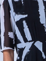 Religion Black Sienna Tea Dress In Abstract Monochrome Selvage With Full Skirt - Image 5 of 8