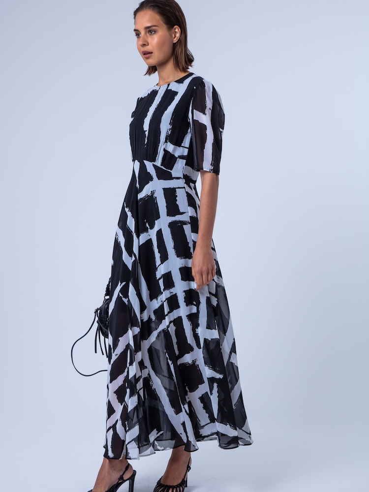 Religion Black Sienna Tea Dress In Abstract Monochrome Selvage With Full Skirt - Image 8 of 8 Religion Black Sienna Tea Dress In Abstract Monochrome Selvage With Full Skirt - Image 8 of 8