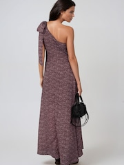 Religion Purple Marina One Shoulder Dress with Large Bow Polka Dot Blend Print - Image 3 of 8