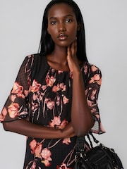 Religion Black Liv column Maxi Occasion Tea Dress with Ruffles in Floral Print - Image 3 of 8
