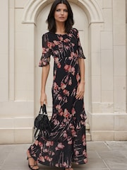 Religion Black Liv column Maxi Occasion Tea Dress with Ruffles in Floral Print - Image 5 of 8