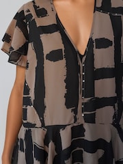 Religion Natural Bold Stripe Janet Short Mini V-neck Dress With Studs - Image 4 of 8