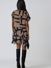Religion Natural Bold Stripe Janet Short Mini V-neck Dress With Studs - Image 5 of 8
