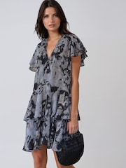 Religion Grey Janet Short Mini V-neck Dress With Studs - Image 1 of 8