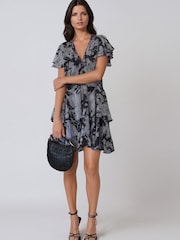 Religion Grey Janet Short Mini V-neck Dress With Studs - Image 2 of 8