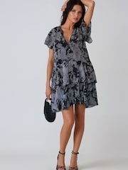 Religion Grey Janet Short Mini V-neck Dress With Studs - Image 3 of 8